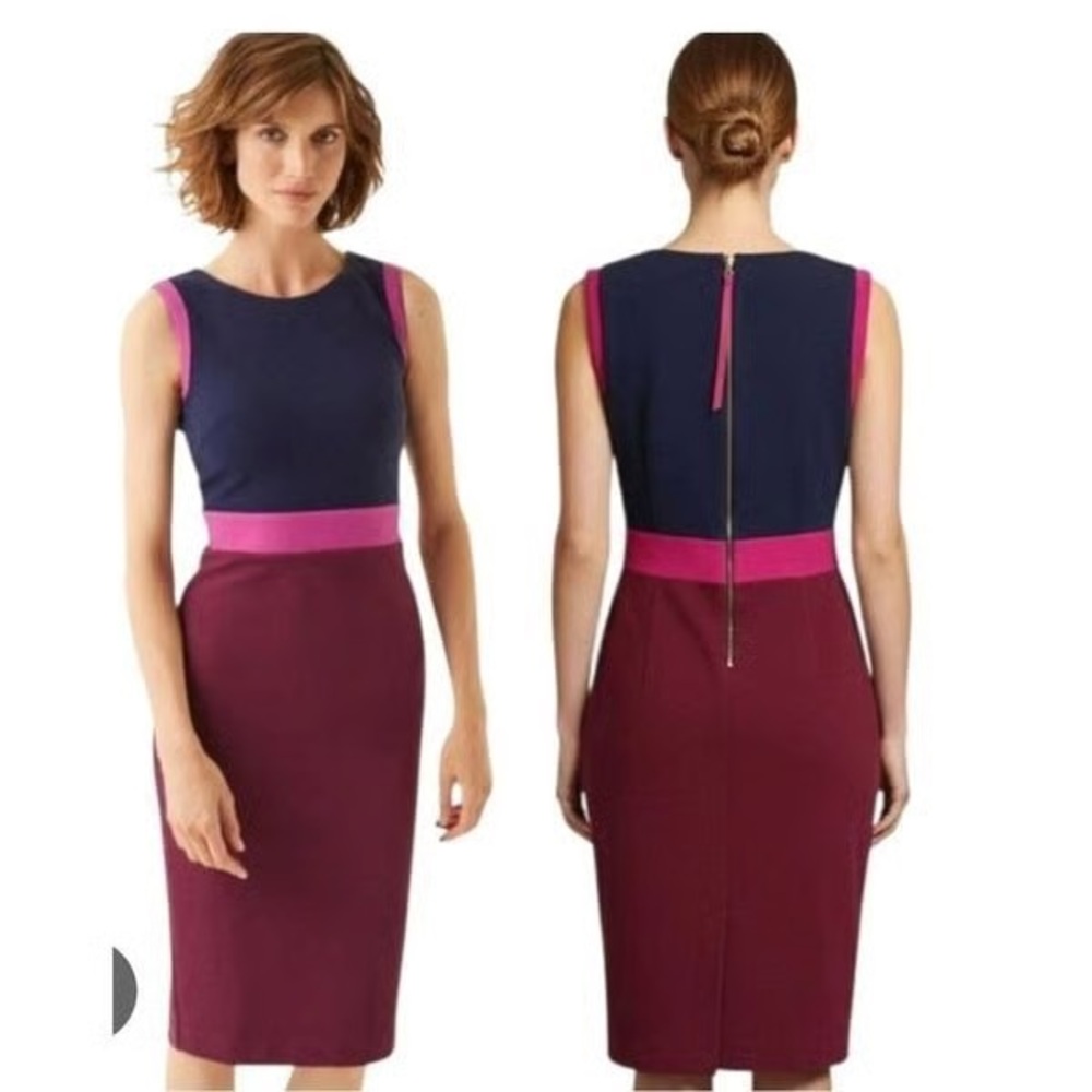 Boden Celia Ottoman Color Block Fitted Sleeveless Dress